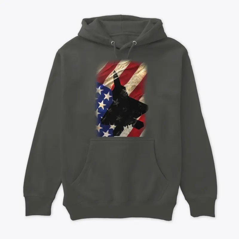 Premium Pullover Hoodie F-22 Raptor Flag